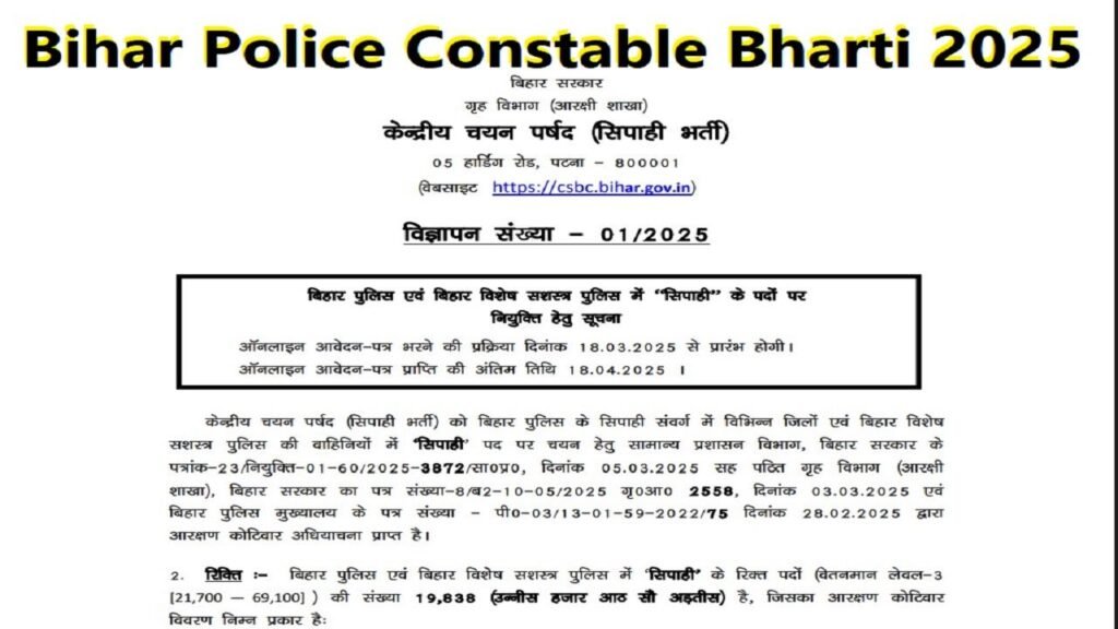 Bihar Police Constable Bharti