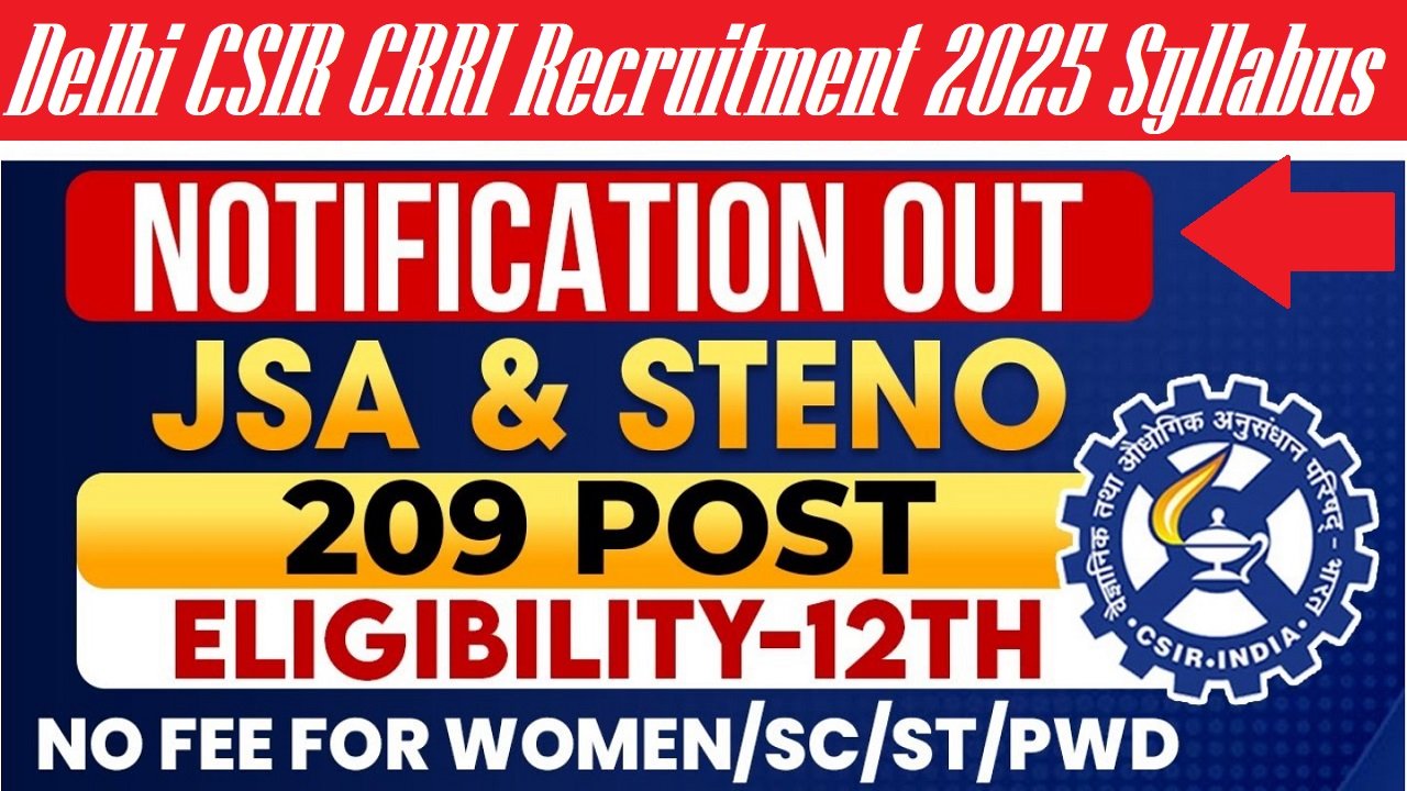 Delhi CSIR CRRI Recruitment 2025