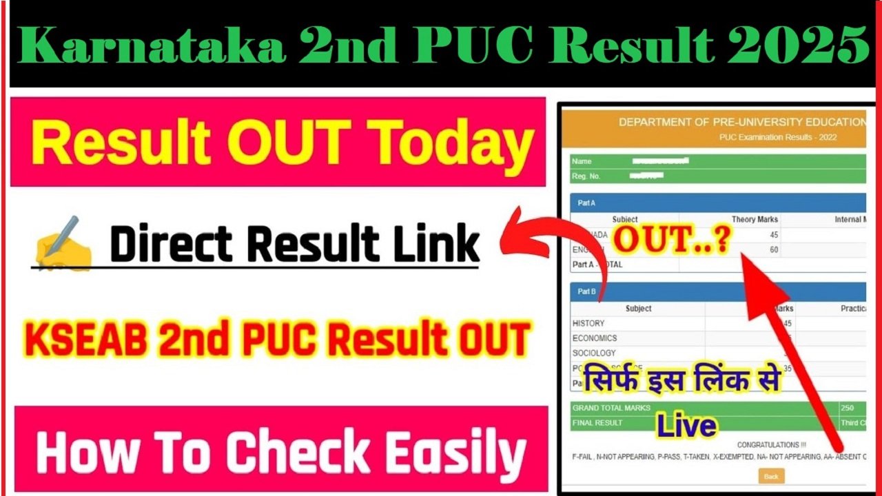 Karnataka 2nd PUC Result 2025