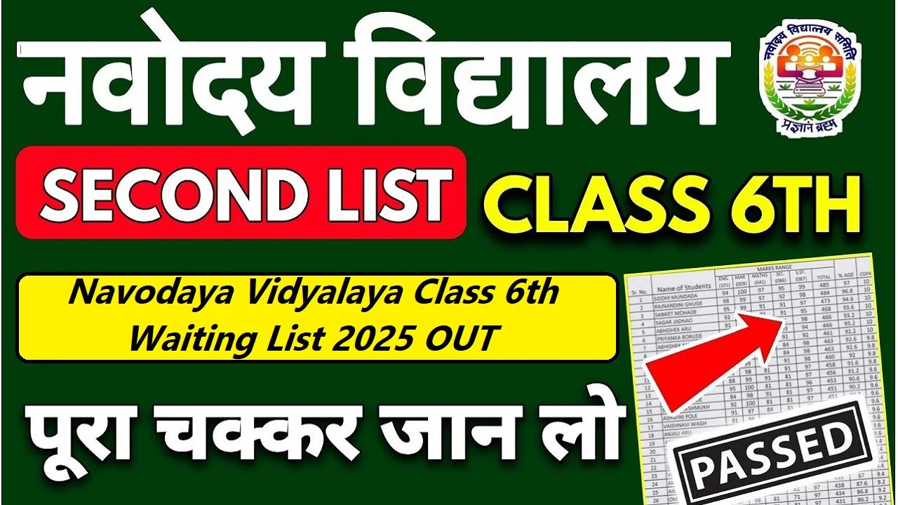 Navodaya Vidyalaya Class 6th Waiting List 2025 OUT